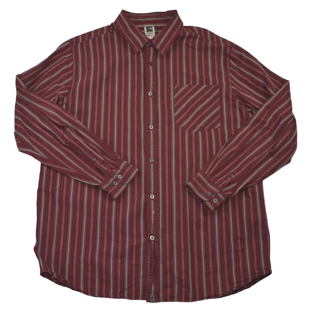 VTG The North Face Mens Plaid Button Up Shirt Long Sleeve Red Tan XL